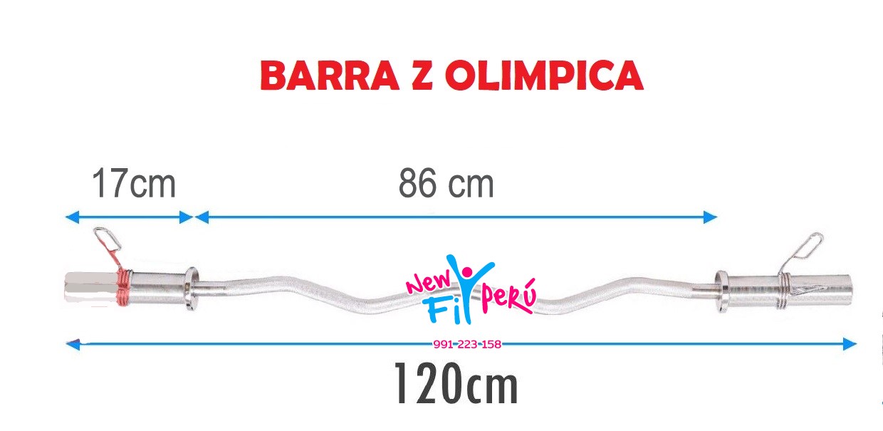 Barra Z Olímpica 1,2 mts. (Incluye tenazas) - Importadora Dali